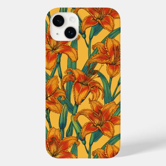 Funda De Case-Mate Para iPhone Flores diurnas, azules y amarillas (Reverso )