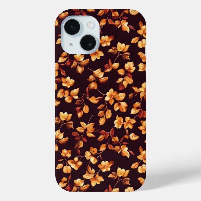 Funda De Case-Mate Para iPhone Flores Doradas Patrón de Otoño (Reverso )