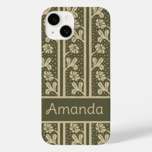 Funda Para iPhone 14 De Case-Mate Flores elegantes de estilo Art Nouveau beige y ver