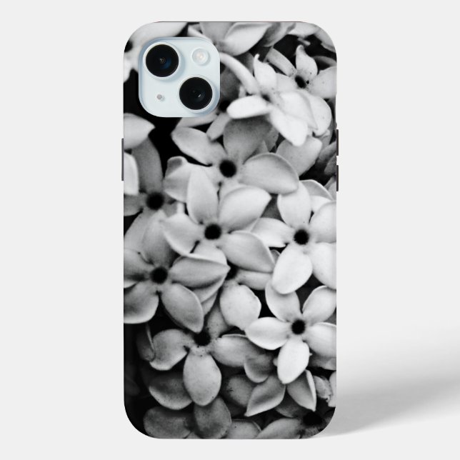 Funda De Case-Mate Para iPhone flores en blanco y negro (Reverso )