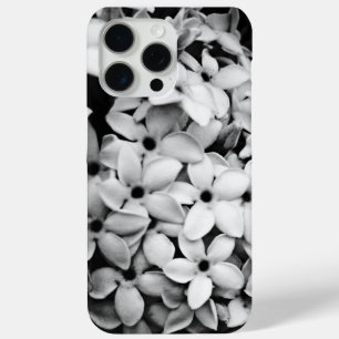 Funda Para iPhone 15 Pro Max flores en blanco y negro