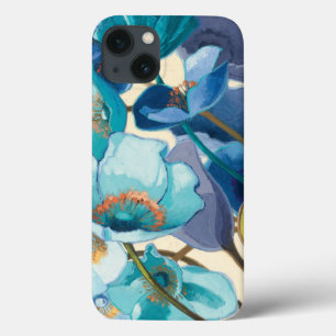 Funda Para iPhone 13 Flores en diversas sombras de púrpura y de azul