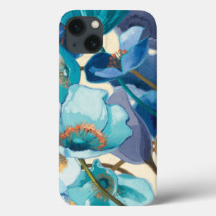 Funda Para iPhone 13 Flores en diversas sombras de púrpura y de azul