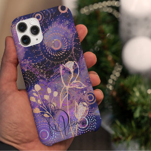 Funda Para iPhone 14 Pro De Case-Mate Flores en el diseño de círculos azul-púrpura