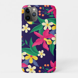 Funda Para iPhone 11 Pro Flores Exóticas Coloridas Patrón de Hojas-23021