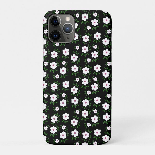 Funda De Case-Mate Para iPhone Flores felices negras (Reverso)