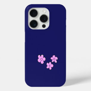 Funda Para iPhone 15 Pro Flores felices - Rosa en azul oscuro