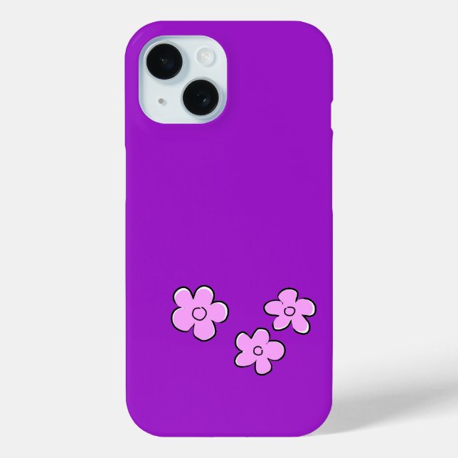 Funda De Case-Mate Para iPhone Flores felices - Rosa en morado (Reverso )
