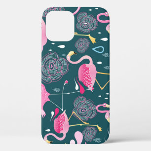 Funda Para iPhone 12 Flores Flamingos: Gráfica Oscura Sin Maravillas.