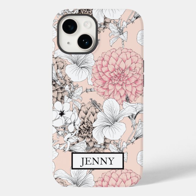 FUNDA DE Case-Mate PARA iPhone FLORES FLORALES BLANCOS PERSONALIZADOS IPHONE 14 (Reverso )