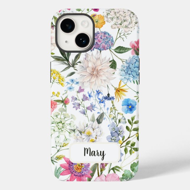 FUNDA DE Case-Mate PARA iPhone FLORES FLORALES BLANCOS PERSONALIZADOS IPHONE 14 (Reverso )