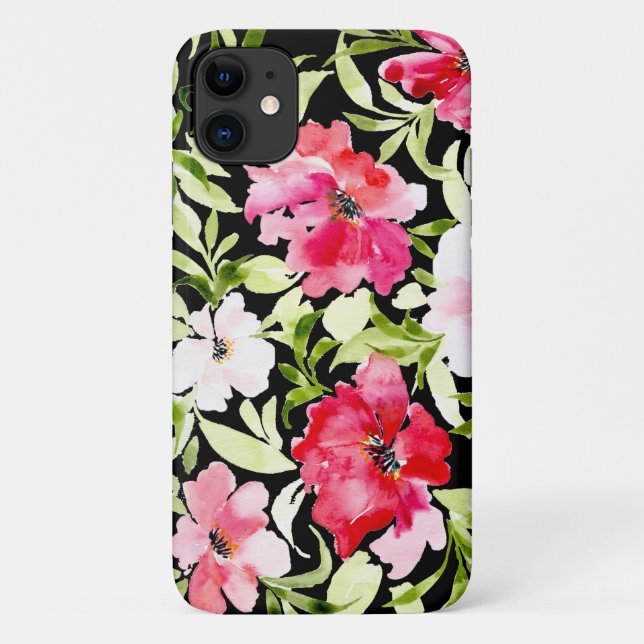 Funda De Case-Mate Para iPhone Flores florales rosas rojas y tropicales (Reverso)