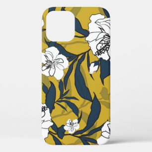 Funda Para iPhone 12 Flores florecientes: Amarillo Vintage sin foco.