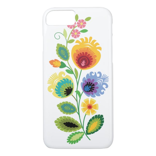 Funda De Case-Mate Para iPhone Flores folclóricas polacas amarillas (Reverso)