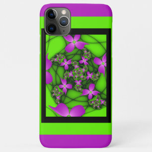 Funda Para iPhone 11 Pro Max Flores fractales abstractas modernas neon rosa ver