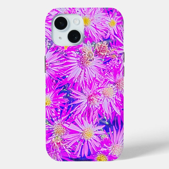 Funda De Case-Mate Para iPhone Flores Fucsias Sobre Azul (Reverso )