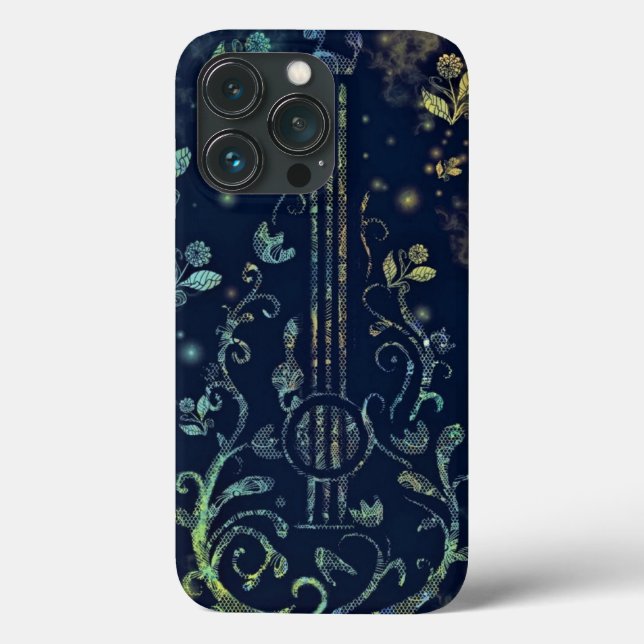 Funda De Case-Mate Para iPhone Flores Guitarra Música (Reverso )