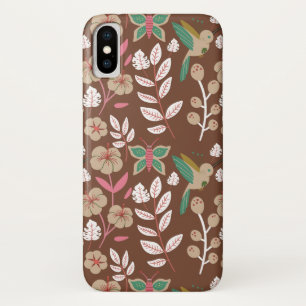Funda Para iPhone X Flores, hojas, mariposa sin costura floral