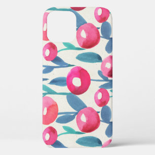 Funda Para iPhone 12 Flores ilustradas a mano: textura de acuarela.