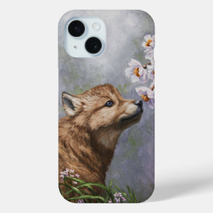 Funda Para iPhone 15 Flores lindos de la flor el oler del perrito de