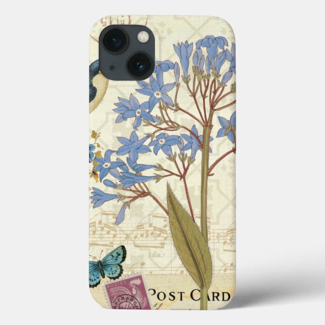 Funda De Case-Mate Para iPhone Flores, mariposas, y collage del pájaro (Reverso)