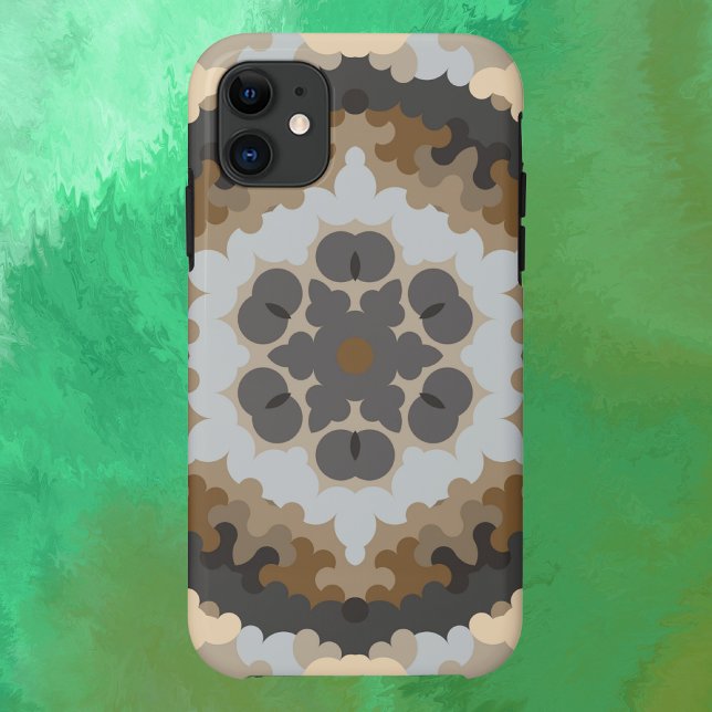 Funda De Case-Mate Para iPhone Flores marrones y Tan retro Mandala (Subido por el creador)