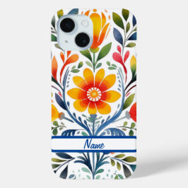 Funda Para iPhone 15 Flores mexicanas diseñan con fuerza