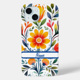 Funda Para iPhone 15 Flores mexicanas diseñan Funda-mate duro