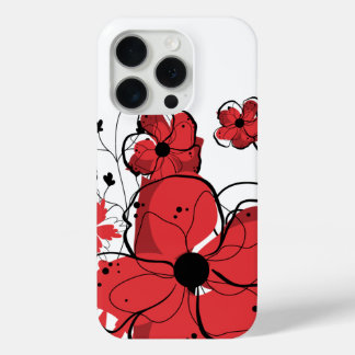Funda Para iPhone 15 Pro Flores modernas Guay de color rojo y negro