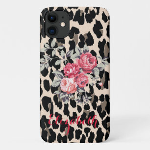 Funda Para iPhone 11 Flores Modernas Sobre Estampado De Leopardo