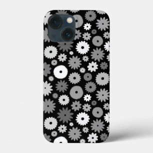Funda Para iPhone 13 Mini Flores Monocromas Patrón Repetido