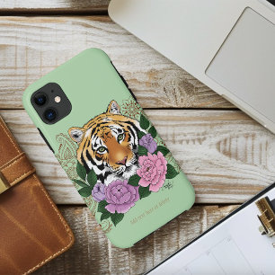 Funda Para iPhone 11 Flores moradas rosadas del tigre Henna