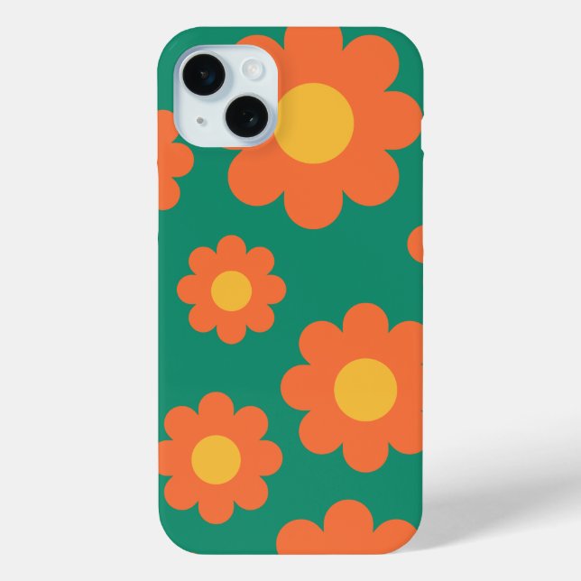 Funda De Case-Mate Para iPhone Flores Naranjas retro (Reverso )