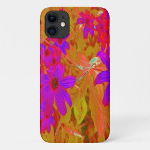 Funda Para iPhone 11 Flores naturales coloridas ultravioletas, magenta 