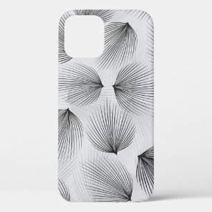 Funda Para iPhone 12 Flores negras abstractas: Elegancia gris.