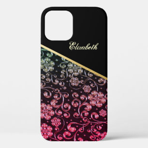 Funda Para iPhone 12 Flores Negras Doradas Elegantes-Personalizado