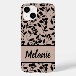 Funda Para iPhone 14 De Case-Mate Flores negras elegantes en botánica rosa húmedo