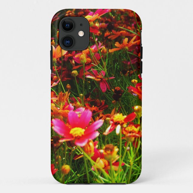 Funda De Case-Mate Para iPhone Flores negras rosadas y amarillas Daisy Wild (Reverso)