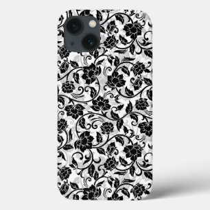 Funda Para iPhone 13 Flores negras y grises giratorias
