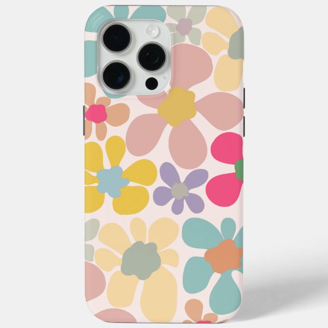 Funda De Case-Mate Para iPhone Flores onduladas Pastel Retro (Reverso )