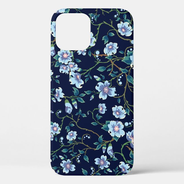 Funda De Case-Mate Para iPhone Flores para niños: azul oscuro sin costura (Reverso )