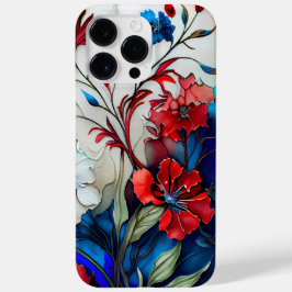 FUNDA PARA iPhone 14 PRO MAX DE Case-Mate FLORES PATRIÓTICOS DE POBRE AZUL BLANCO Y ROJO