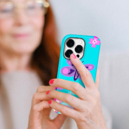 Funda Para iPhone 14 Pro De Case-Mate Flores Personalizados de dibujos a mano y mariposa