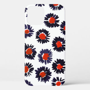 Funda Para iPhone 12 Flores pintadas a mano, tónica roja y azul.