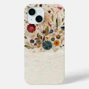 Funda Para iPhone 15 Flores Prensadas de Jardín Caprichoso Bohemio 
