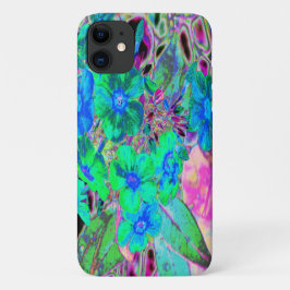 Funda Para iPhone 11 Flores psicodélicas trippy, verde limón y azul