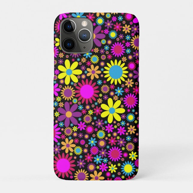 Funda De Case-Mate Para iPhone Flores Psicodélicas Vibrantes en Flor (Reverso)