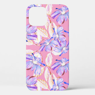 Funda Para iPhone 12 Flores Púrpura: Elegancia Floral acuarela.