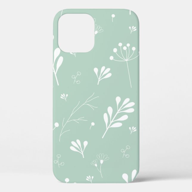 Funda De Case-Mate Para iPhone Flores ramas de fondo verdes (Reverso )