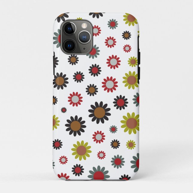 Funda De Case-Mate Para iPhone Flores retro (Reverso)